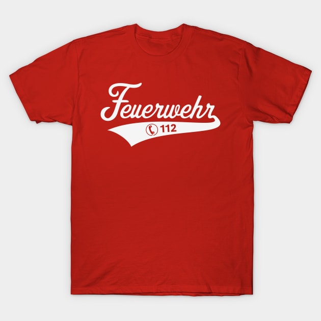 Feuerwehr Tel. 112 (Notruf / Feuerwehrmann / White) T-Shirt by MrFaulbaum